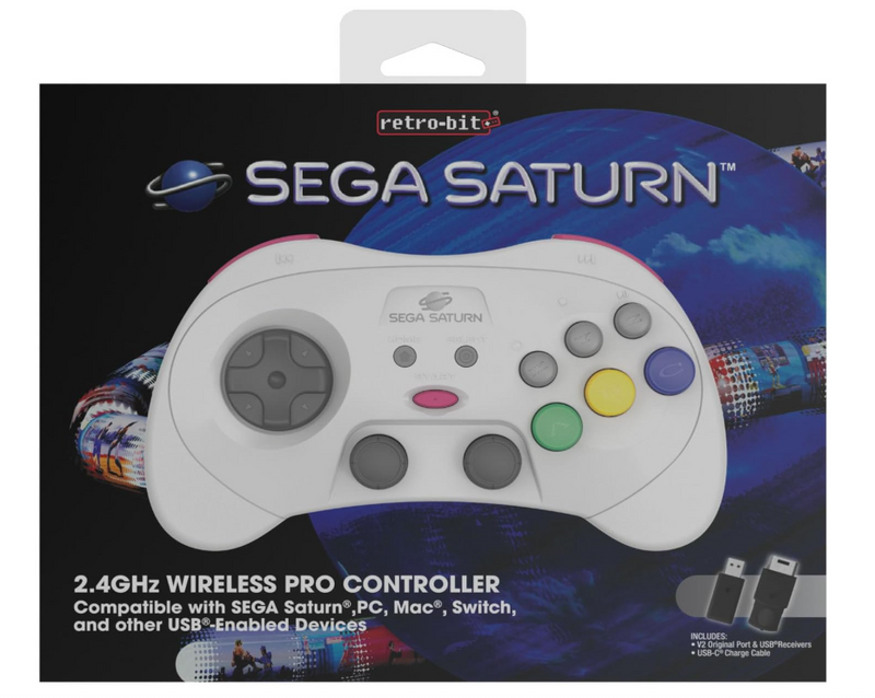 Retro-Bit SEGA Saturn PRO Controller White