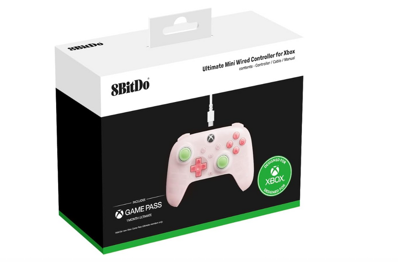 8BitDo Ultimate Mini Wired Xbox Pad Clear Pink