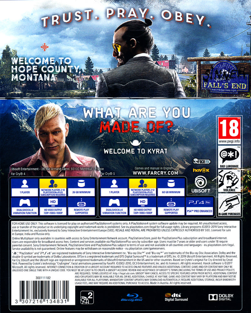 Far Cry 4 & Far Cry 5 Double Pack PS4