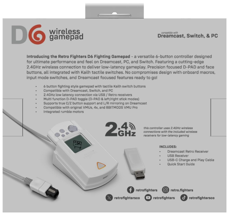 RF D6 Dreamcast Controller White