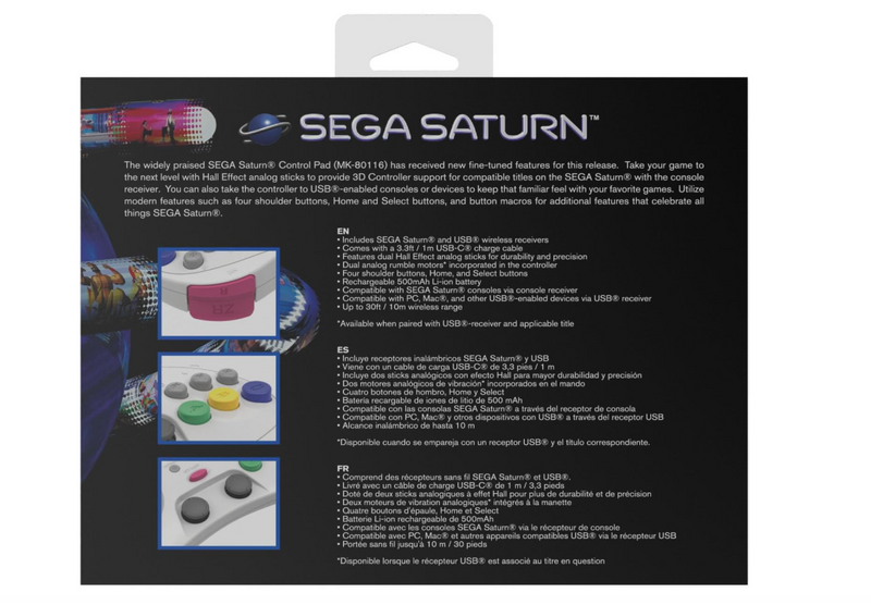Retro-Bit SEGA Saturn PRO Controller White