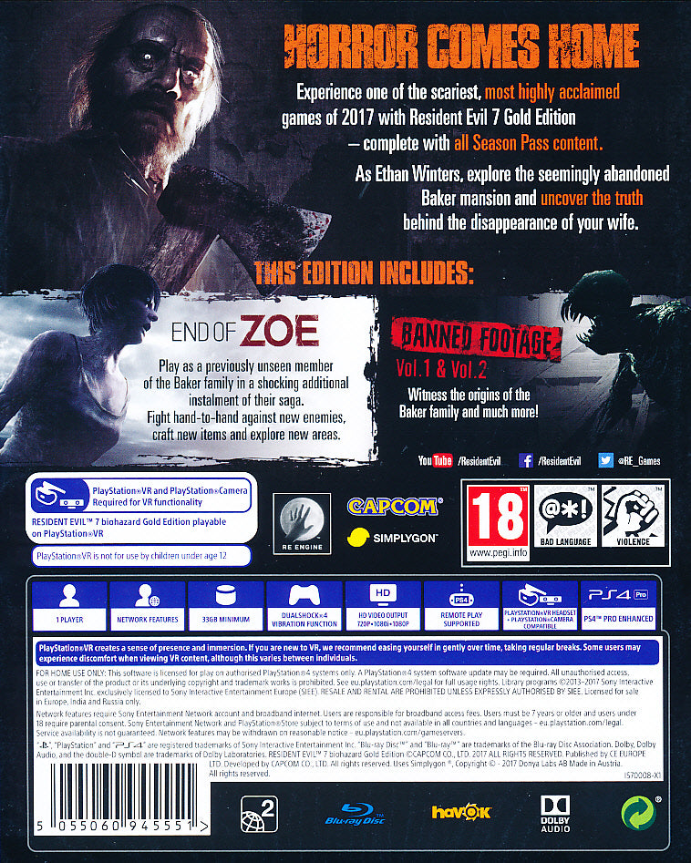 Resident Evil 7 Biohazard GOLD PS4