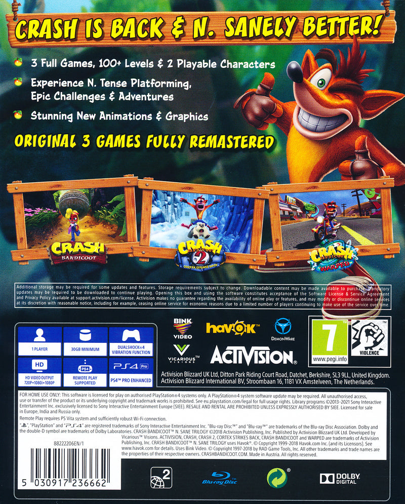 Crash Bandicoot N-Sane Trilogy PS4