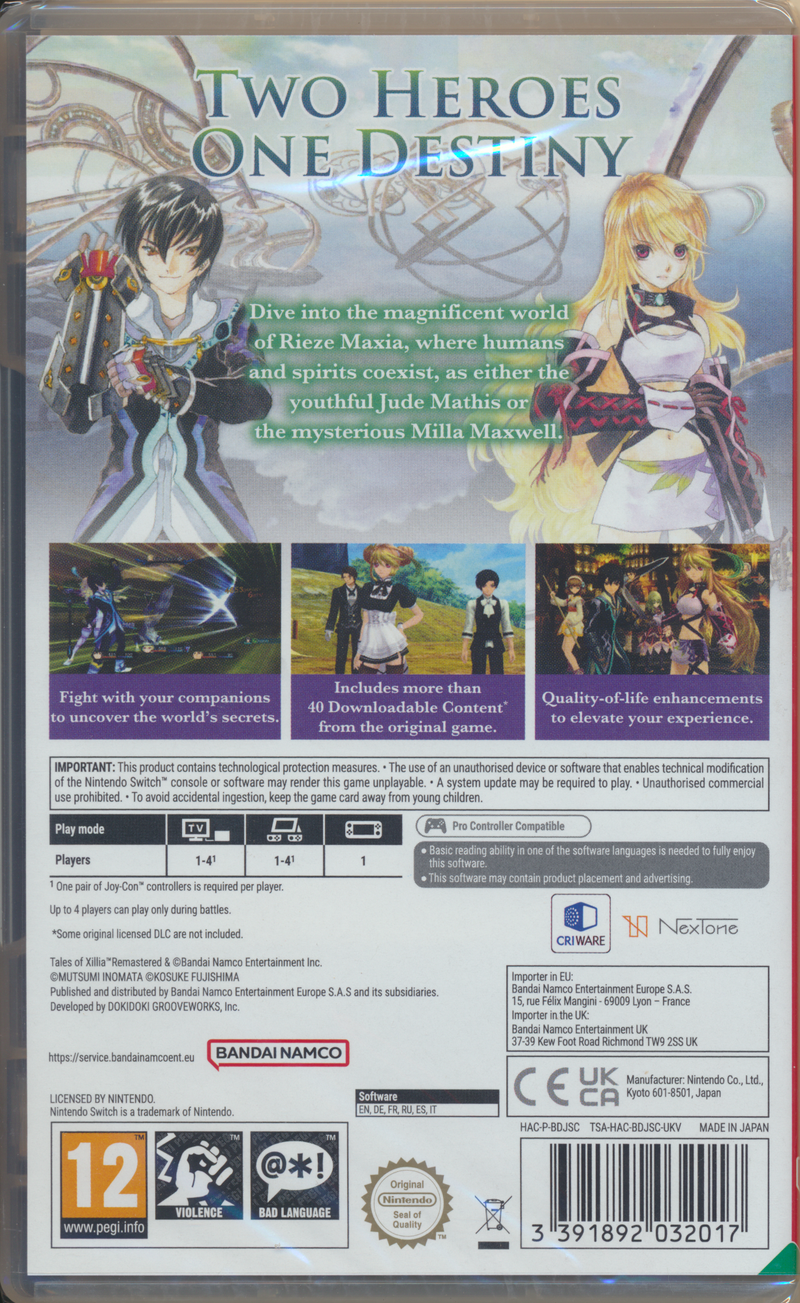 Tales of Xillia Remastered NS