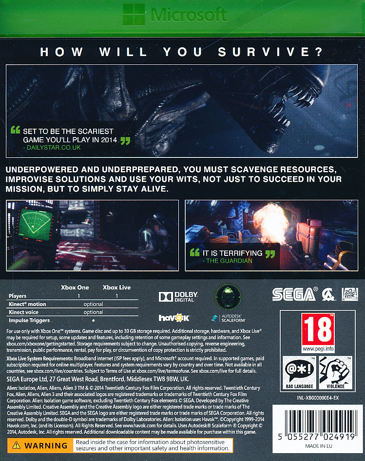 Alien Isolation XBO