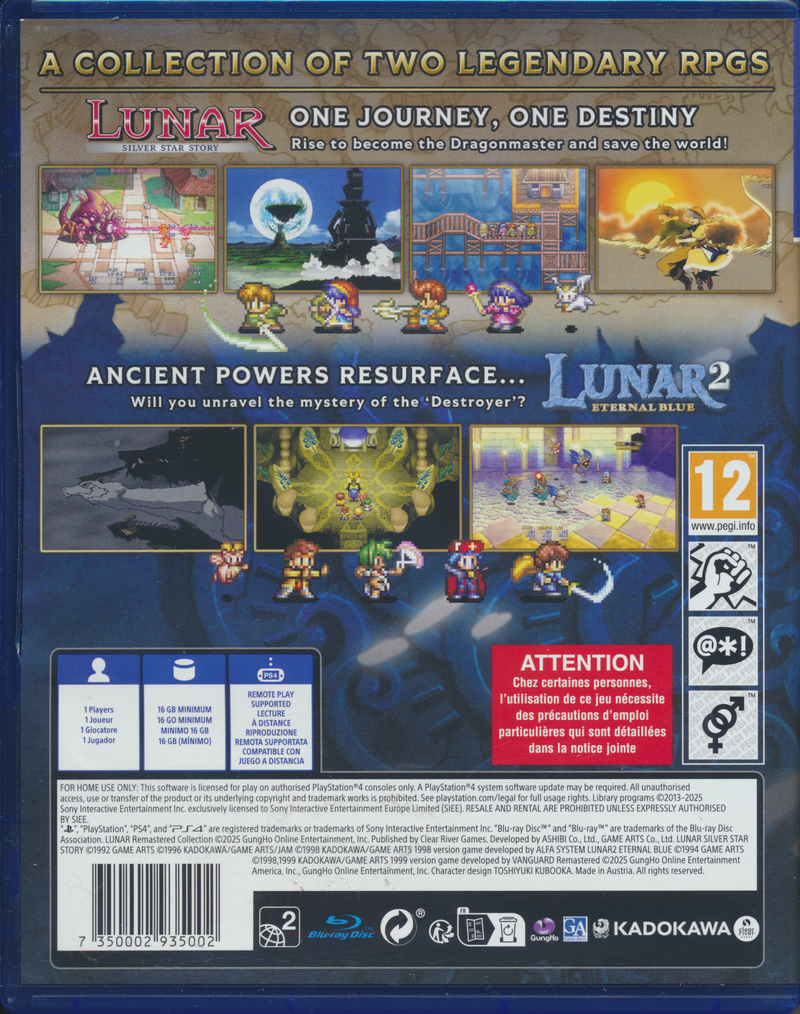 Lunar Remastered Collection PS4
