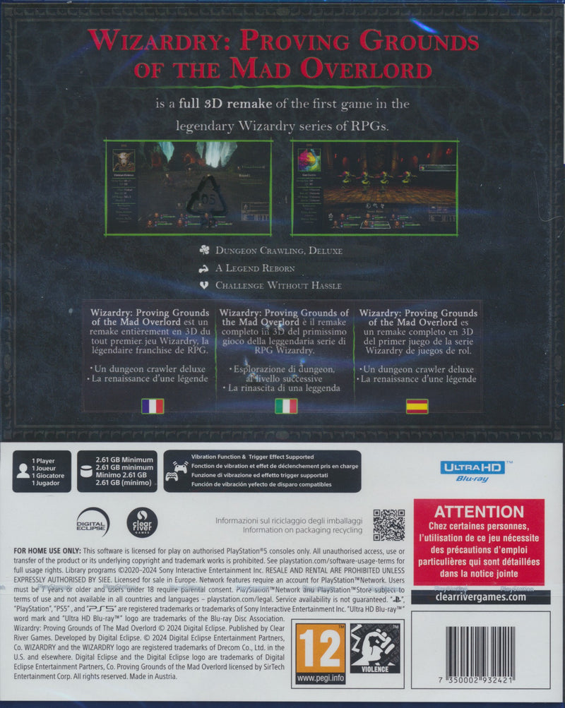 Wizardry Proving Grounds of the Mad Overlord PS5