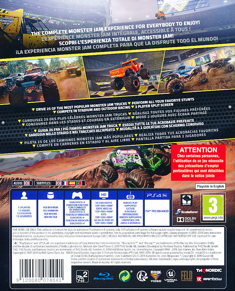 Monster Jam Steel Titans PS4