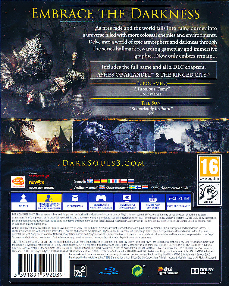 Dark Souls 3 Fire Fades GOTY PS4