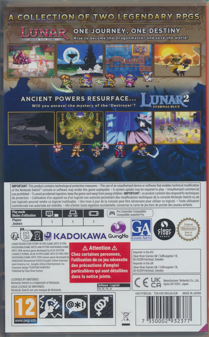 Lunar Remastered Collection NS