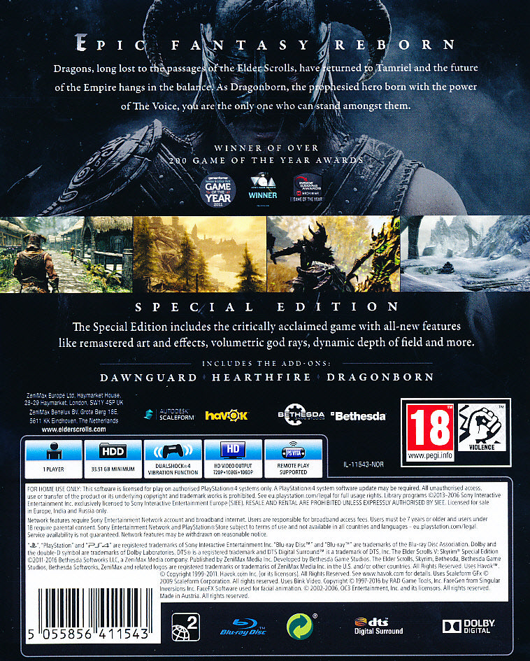 Elder Scrolls Skyrim Special Ed PS4