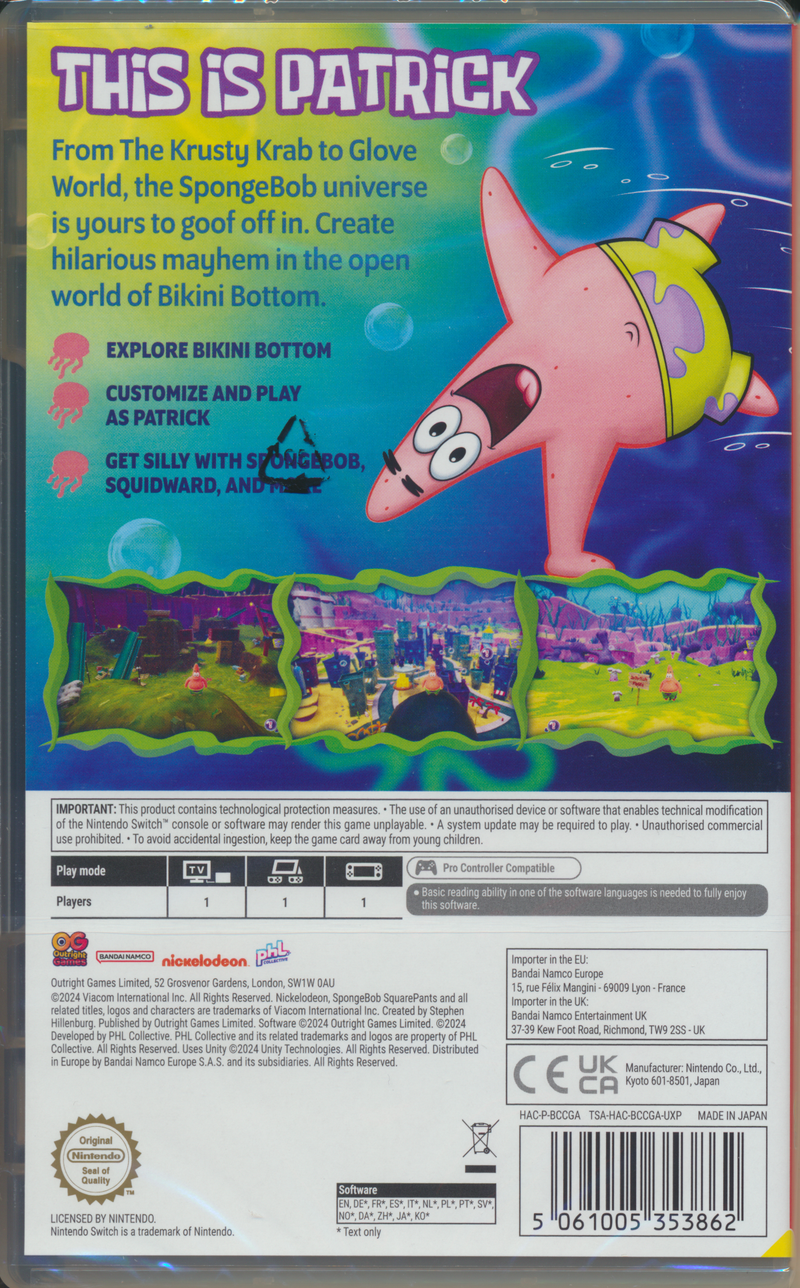 Spongebob The Patrick Star Game NS