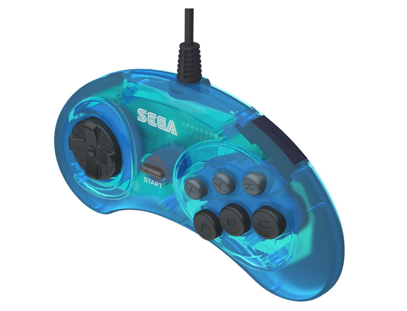 Retro-Bit SEGA Genesis 6-button Arcade Pad USB Clear Blue